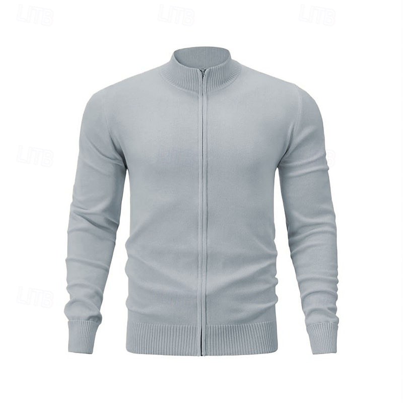 Herren Strickjacke Reißverschluss-Pullover Strickpullover Gerippt Stricken Normale Oberteile Reißverschluss Einfarbig Stehkragen Mode Klassisch Urlaub Alltagskleidung Bekleidung Herbst Winter Frühling 2026 - $36.99 –P9
