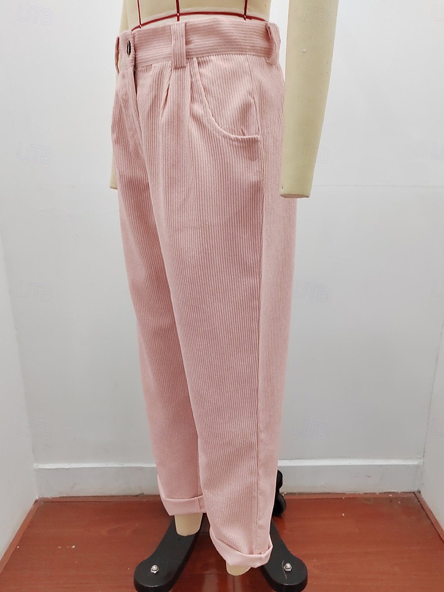 Per donna Chino Lunghezza intera Tinta unica Esercito verde Rosa Cachi Primavera & Autunno del 2025 a $24.99 –P6