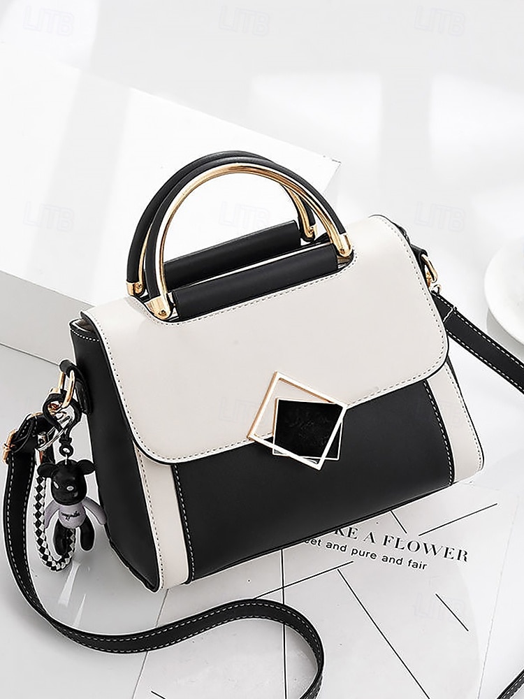 женская двухцветная сумка с золотой ручкой и ремнем через плечо | элегантная и стильная небольшая сумка через плечо для повседневного использования 2025 - $24.99 –P3