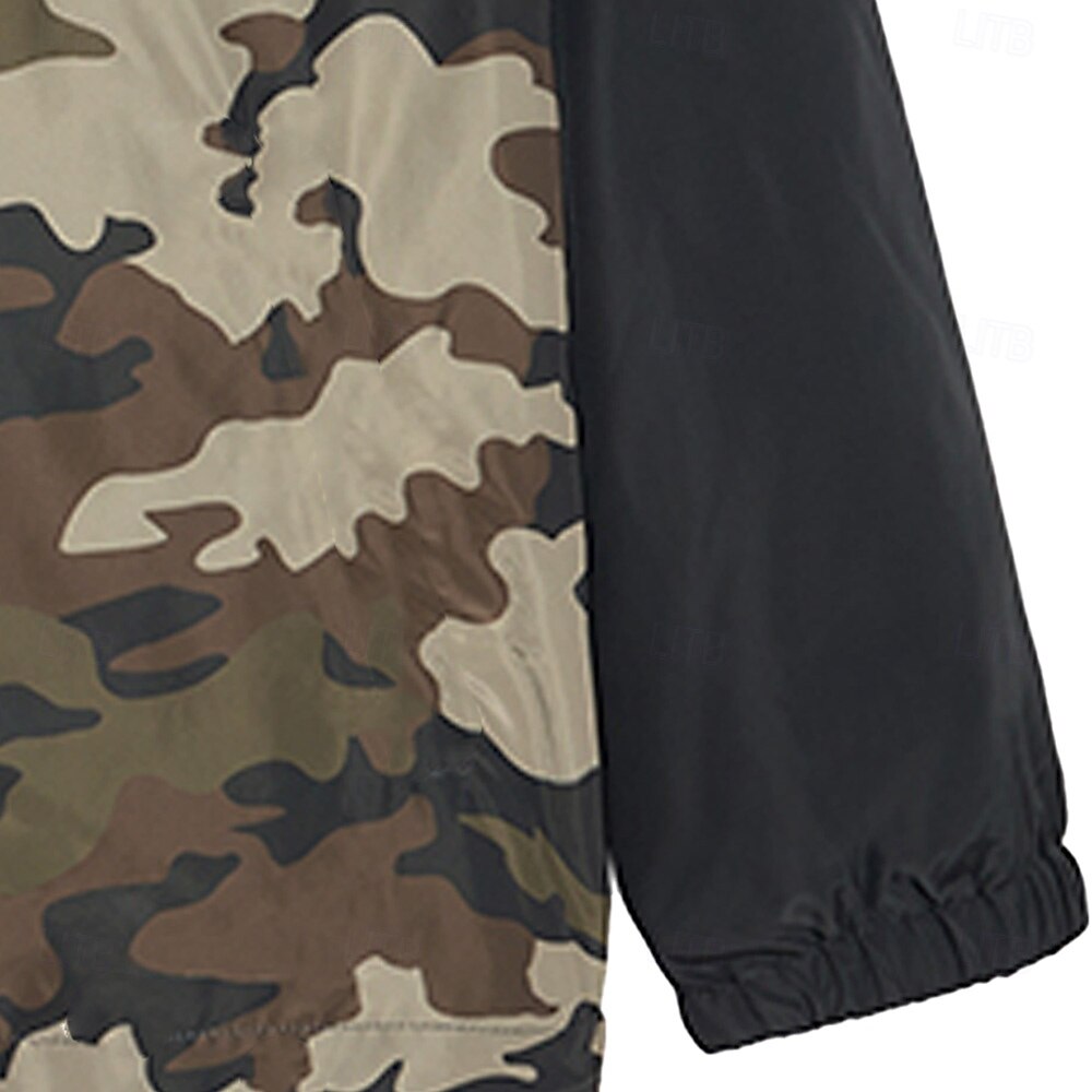Homens Côr Camuflagem Blusão Capa de chuva Casaco Shell Prova-de-Água Leve Casual Esportes Acampar e Caminhar Bolsos laterais Zip Frente Outono Inverno Com Capuz Manga Longa Camuflado de 2025 por $44.99 –P3