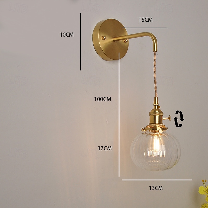 nordic ins retro atmosféra mosazné skleněné nástěnné svítidlo kreativní individuální nástěnné svícny noční 110-240v 2026 - $92.99 –P8