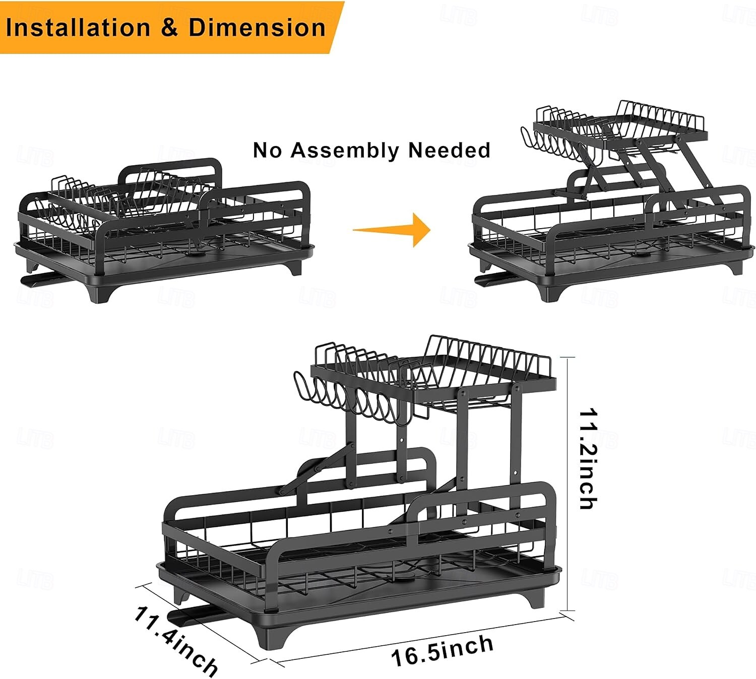 Tableware drying rack 2-layer utensil drain rack with detachable utensil rack and swivel joint durable high carbon steel material larger capacity easy to install black 2025 - $61.99 –P6