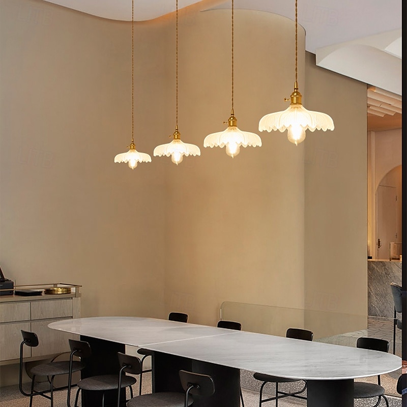 LED Modern Chandelier Lamp Flower Pattern Glass Ceiling Pendant Light V intage Bar Cafe Chandelier Fixtures Pendant Light Hanging Lamp Lighting Industrial Modern 25cm 110-240V 2025 - $101.99 –P8