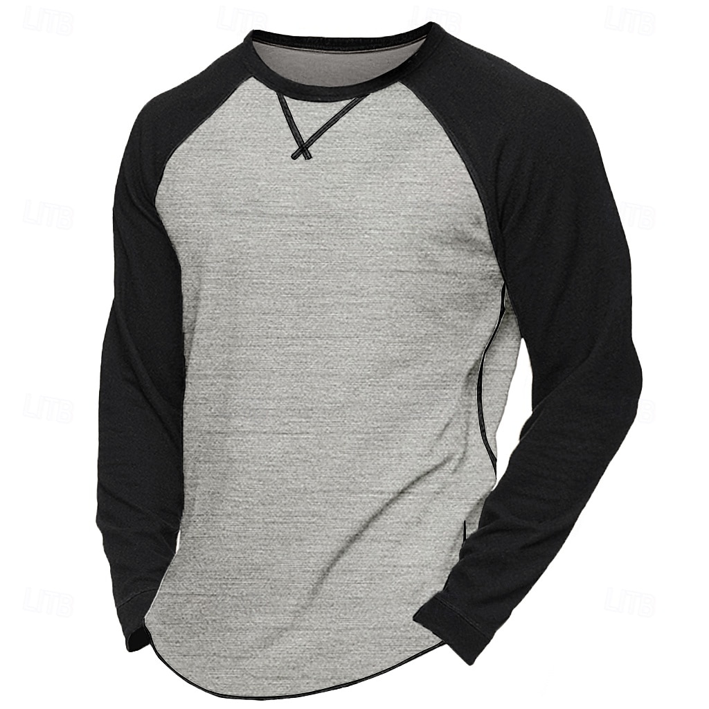 Men's 60% Cotton Raglan Sleeve Sweatshirt Tee Top Long Sleeve Shirt Solid Color Crew Neck Outdoor Street Long Sleeve Color Block Clothing Apparel Daily Casual Street Style 2025 - $18.99 –P10