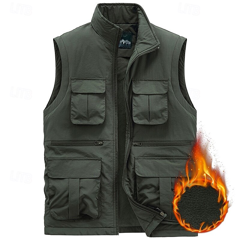 Муж. Жилет для туризма и прогулок Зимнее пальто Флисовый жилет для туризма и прогулок Зима Осень на открытом воздухе Сохраняет тепло Флисовая подкладка Удобный Жилет Охота Рыбалка Восхождение 2026 - $55.99 –P5
