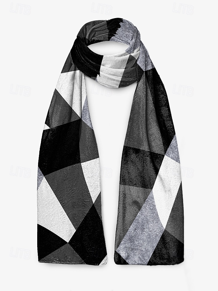 polyesterhalsduk med geometriskt tryck för män och kvinnor - lätt och snygg accessoar för vardagliga och formella outfits 2025 - $14.99 –P8