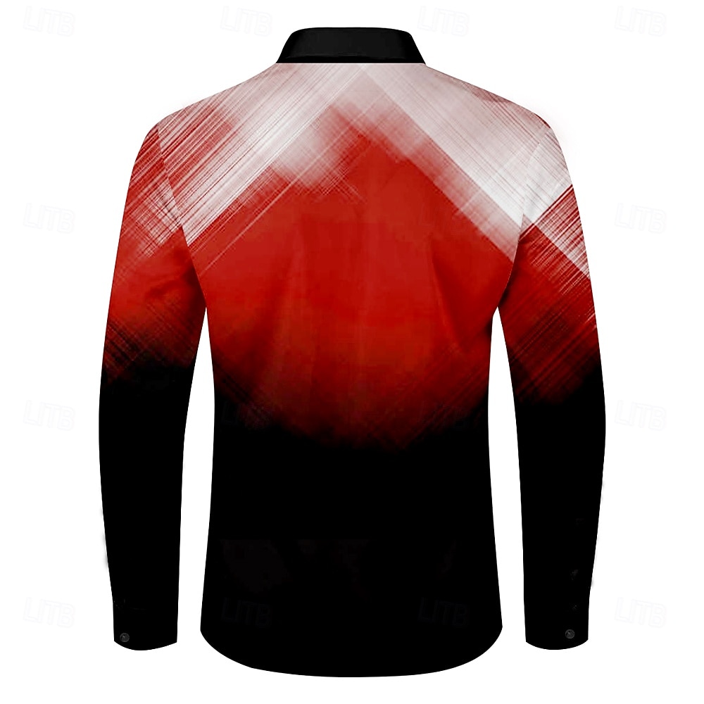 Voor heren Geometrisch Overhemd Overhemd met knopen Lange mouw Casual Formeel liiketoiminta Dagelijks Lente Herfst Strijkijzer Rood blauw Grijs 2026 - $28.99 –P4