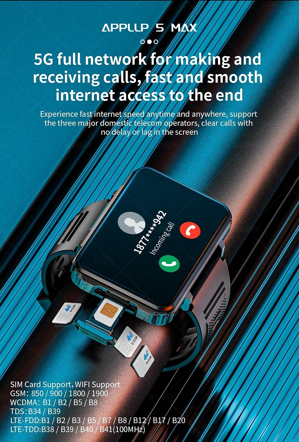 LOKMAT APPLLP 5 MAX Умные часы 2.4 дюймовый Смарт-часы-телефон 3G 4G Bluetooth Педометр Напоминание о звонке Датчик для отслеживания сна Совместим с Android iOS Женский Мужчины GPS 2025 - $231.99 –P6