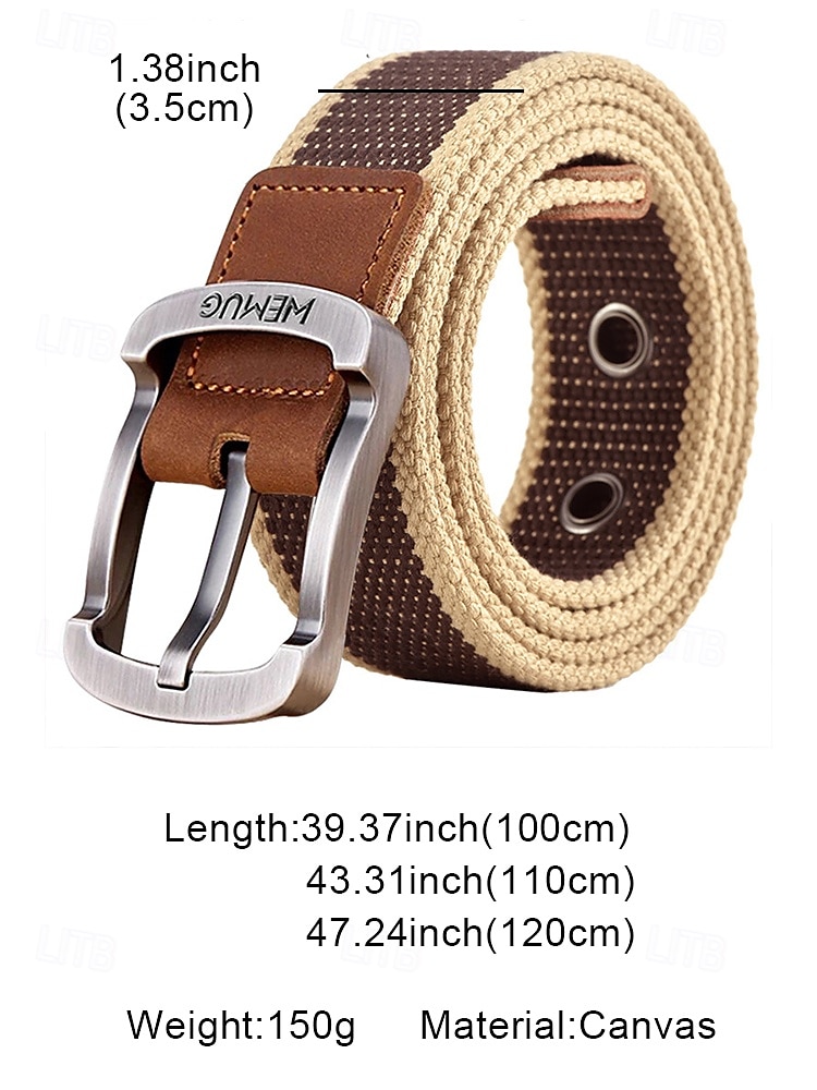 Men's Canvas Belt with Leather Buckle – Durable Woven Belt with Double Eyelets and Metal Buckle, Casual Style for Everyday Wear 2025 - $11.99 –P7