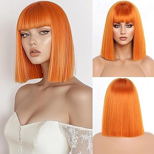 rövid bob paróka frufruval rövid egyenes bob paróka nőknek természetes megjelenésű cosplay napi parti paróka 2025 - $18.49 –P4