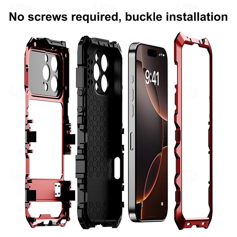 2025年 電話 ケース 用途 iPhone 16 Pro Max プラス iPhone 16 Proマックス iPhone 15 プロマックスプラス iPhone 15 Pro Max iPhone 14 Pro Max iPhone 14 Pro Max Plus バックカバー スタンド付き 耐衝撃 レトロ風 メタル シリコーン  コレクション – $36.99 –P4