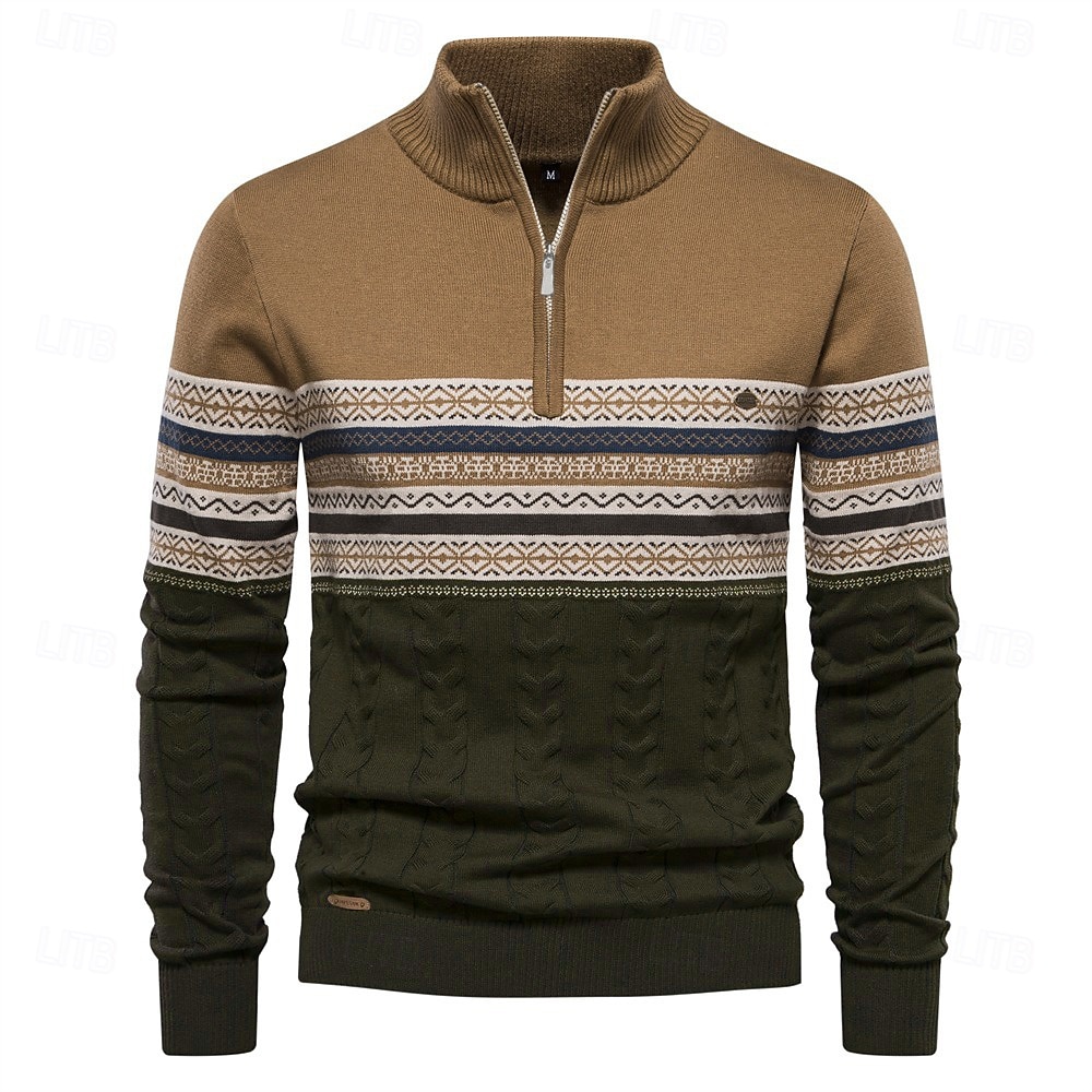 Men's Pullover Sweater Jumper Ribbed Knit Standing Collar Clothing Apparel Bishop Sleeve Spring & Fall White Navy Blue S M L 2025 - $30.99 –P6