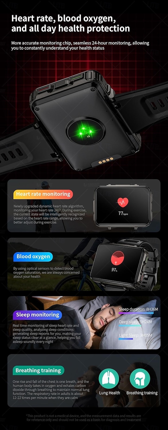 LOKMAT APPLLP 5 MAX Умные часы 2.4 дюймовый Смарт-часы-телефон 3G 4G Bluetooth Педометр Напоминание о звонке Датчик для отслеживания сна Совместим с Android iOS Женский Мужчины GPS 2025 - $231.99 –P14