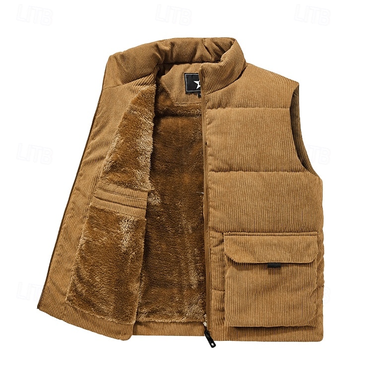 Per uomo Gilet in pile Gilet da esterno Gilet Punk Attivo Autunno Inverno Poliestere Tinta unica Dolcevita Nero Marrone chiaro Verde militare Gilet del 2025 a $30.99 –P6