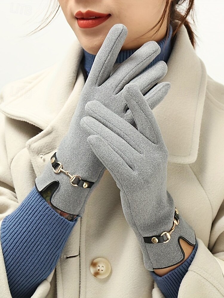 Damen-Winterhandschuhe mit elegantem Metallakzent - warmes und stylisches Wollmisch-Design für kaltes Wetter 2025 - $11.99 –P4