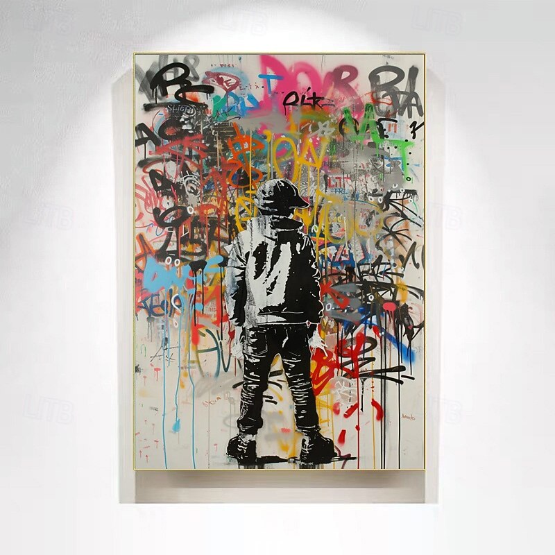 Art mural peinture graffiti à l'huile peinte à la main décoration murale moderne et unique Art de rue toile graffiti Art mural graffiti toile enroulée (sans cadre) de 2026 ? $376.59 –P6