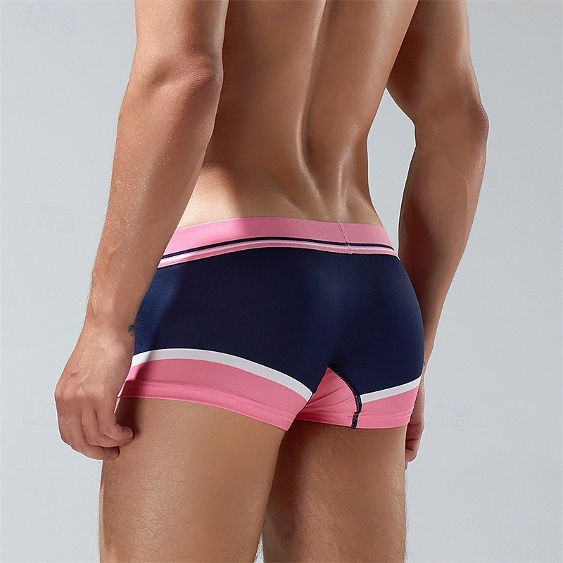 Men's 1 PCS Boxers Underwear Boxer Shorts Patchwork Polyester Breathable Soft Comfortable Color Block Letter Mid Rise Yellow Red 2025 - $10.49 –P9