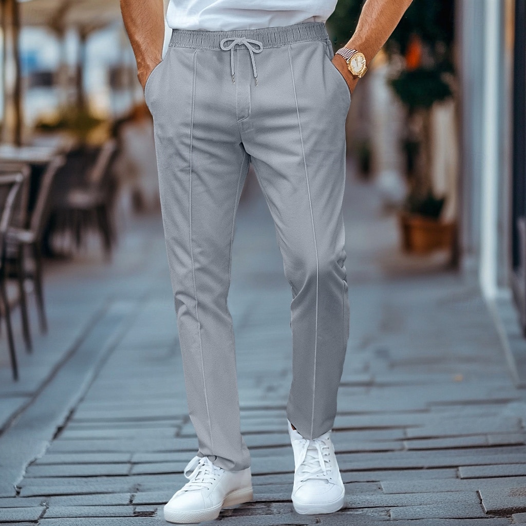 2025年 男性用 スウェットパンツ ジョガー ズボン プリーツパンツ ドローストリング 弾性ウエスト 平織り 履き心地よい 高通気性 全長 カジュアル 日常 祝日 スポーツ ファッション ブラック ホワイト マイクロエラスティック コレクション – $20.99 –P5