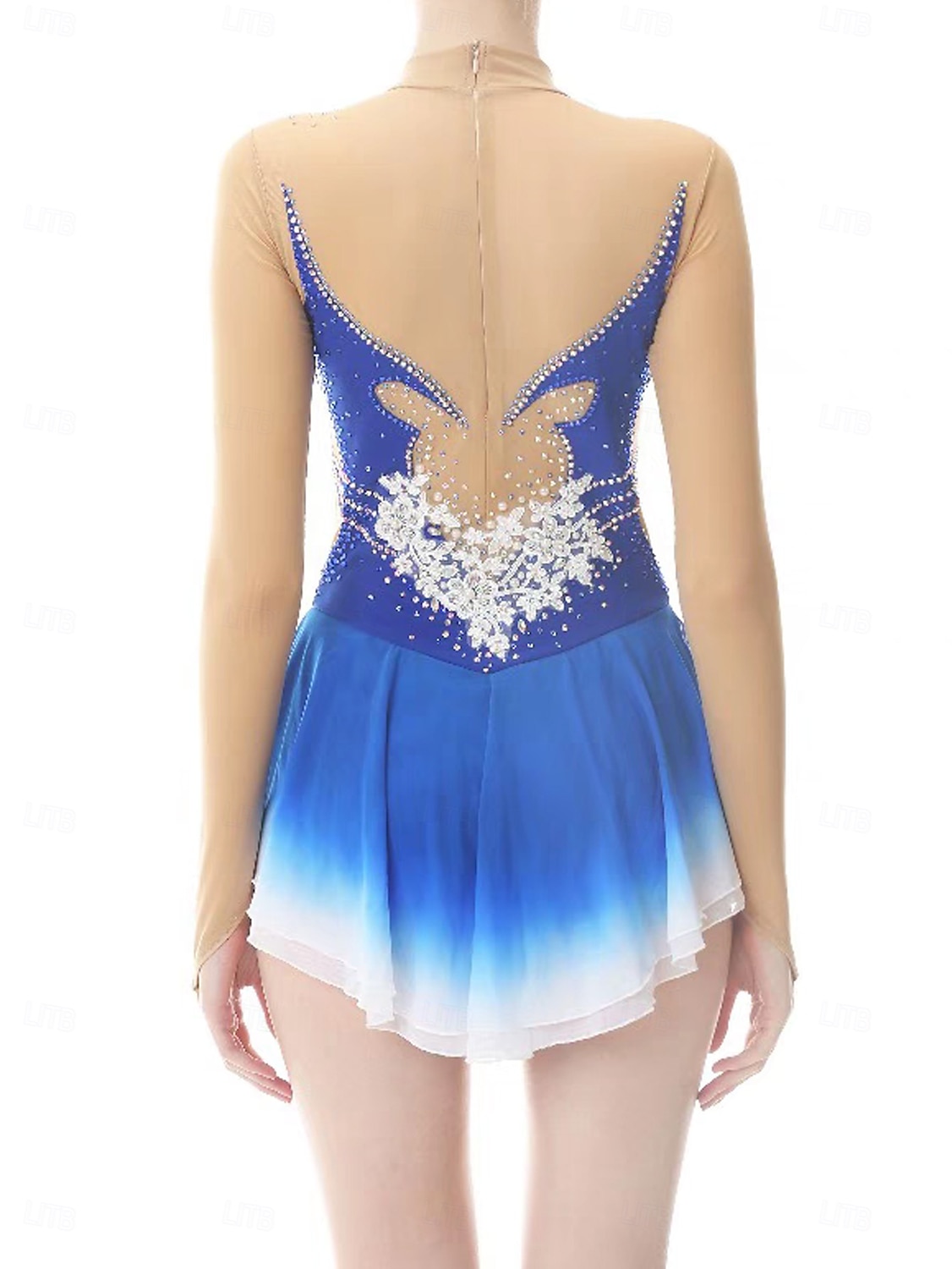 kunstløp kostymer for voksne og barn tilpasset med fargede diamanter blå spandex mesh gradering ytelse kostymer konkurranse trening gradient rhinestone kjoler ytelse kostyme 2025 - $213.19 –P1
