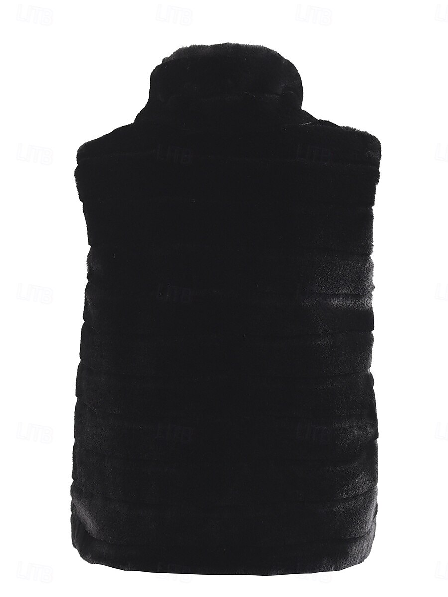 Damen Wintermantel warm halten Atmungsaktiv Patchwork Modisch Einfach Feste Farbe B¨¹ro Strasse Reisverschluss Ständer Regular Fit Ärmellos Oberbekleidung Schwarz Weiß Herbst Winter 2025 - $50.99 –P5