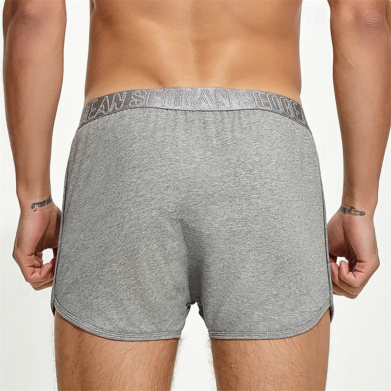 Men's 1 PCS Boxers Underwear Boxer Shorts Elastic Waist 50% Cotton Breathable Soft Comfortable Solid Color Mid Rise Black White 2025 - $11.49 –P12