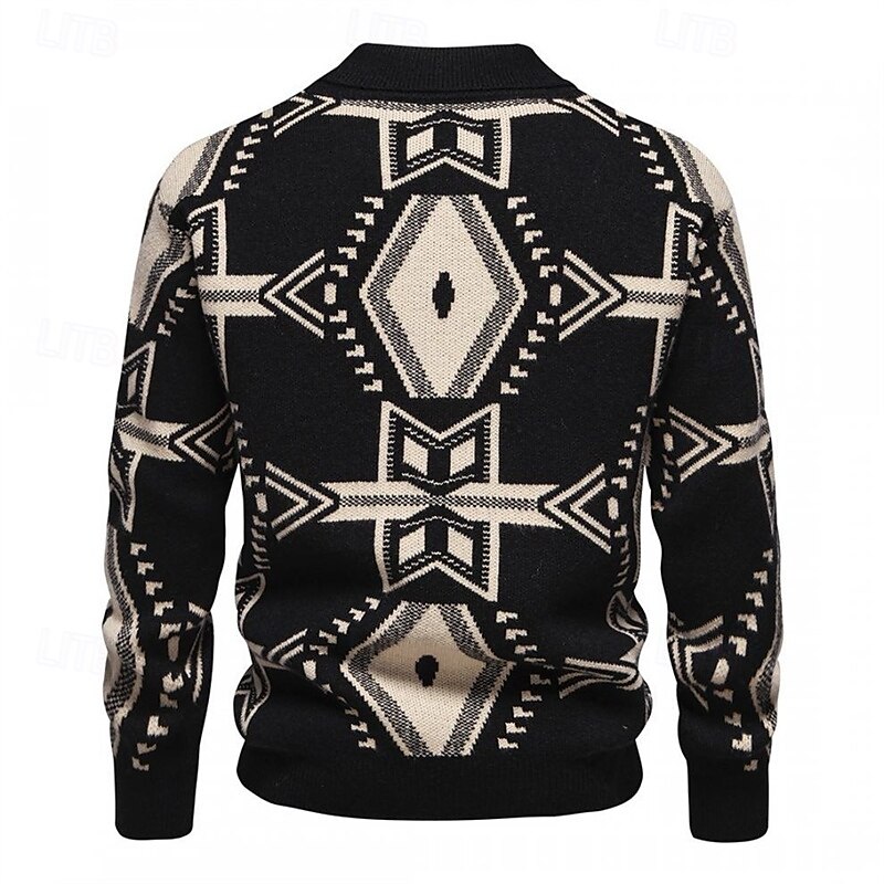 Herren Pullover Strickpullover Gerippt Stricken Standard Strick Raute Kargen Modisch Basic Freizeitskleidung Verabredung Bekleidung Herbst Winter Schwarz Rote S M L 2025 - $39.99 –P9