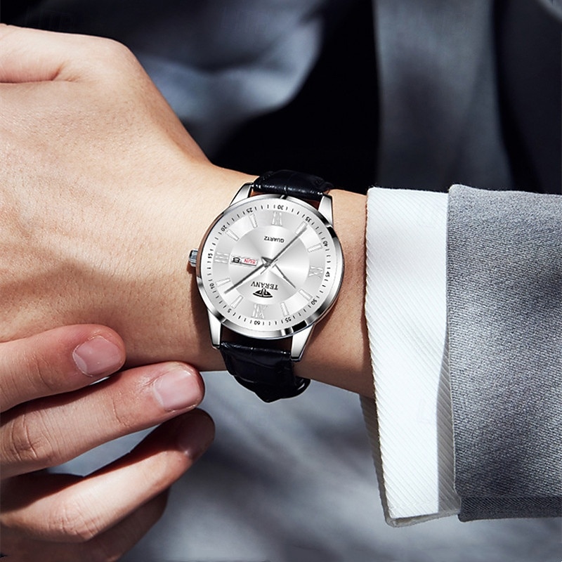 1 Neue Mode Trend Herren Business Quarz Uhr Kalender Woche Anzeige Lebensreise Leuchtende Freizeit Sport Herren Armbanduhr Geschenk Ideale Wahl 2025 - $22.99 –P11