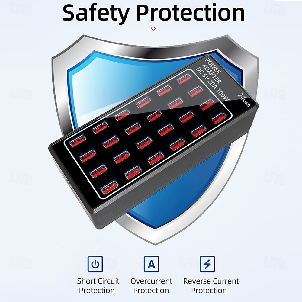 New Item 5V 20A 100w 24 Port USB Fast Charging StationTravel Desktop USB Rapid ChargerMulti Ports Charging Station 2025 - $48.99 –P1