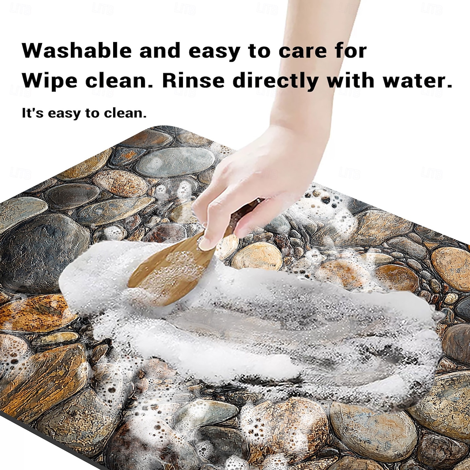 Pebble Bathroom Rug, Polyester Rectangle Door Mat, Super Absorbent, Non-Slip, Easy-to-Clean, Stain-Resistant Bath Mat 2025 - $8.99 –P19