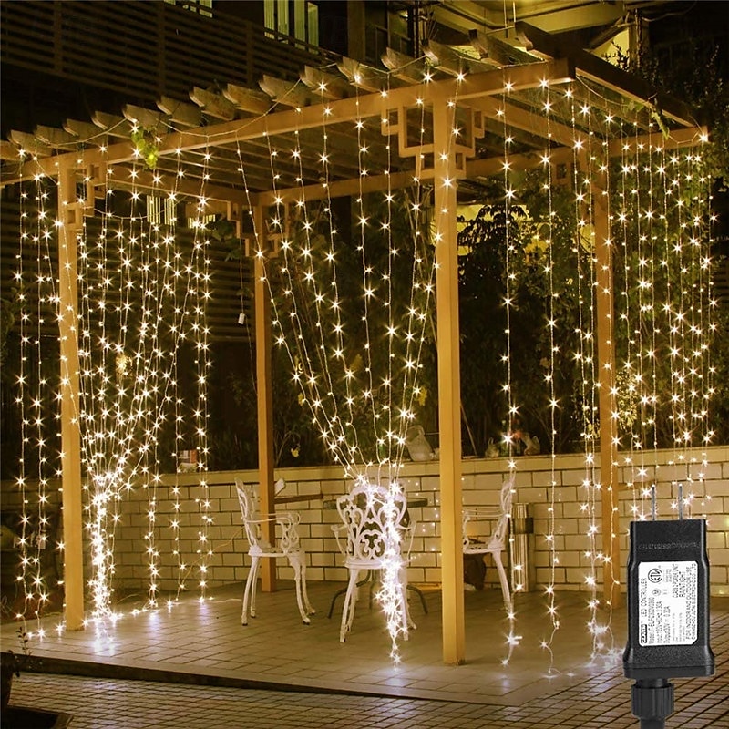 elegante festa de casamento recepção led cortina luzes de corda – 6m x 3m / 3m x 3m 600 leds cintilantes estrelas luzes de fadas para decoração de casa de 2025 por $38.99 –P1