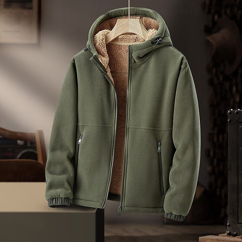 Ανδρικά Χειμωνιάτικα μπουφάν Μπουφάν fleece Casual Jacket Καθημερινά Διακοπές Διατηρείτε Ζεστό Τσέπη Φλις Φθινόπωρο & Χειμώνας Σκέτο Μοντέρνα Κομψό στυλ street Με Κουκούλα Κανονικό 2025 - $56.99 –P3
