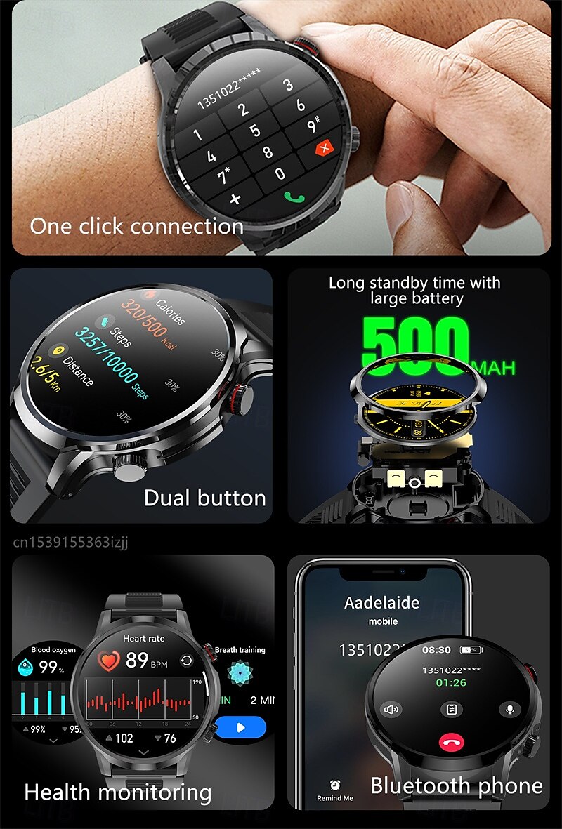 2025年 EX100 スマートウォッチ 1.95 インチ スマート·ウォッチ ブルートゥース 歩数計 着信通知 フィットネスモニター と互換性があります Android iOS 女性 男性 長時間スタンバイ ハンドフリーコール 防水 IP 67 55mmウォッチケース  コレクション – $58.99 –P2