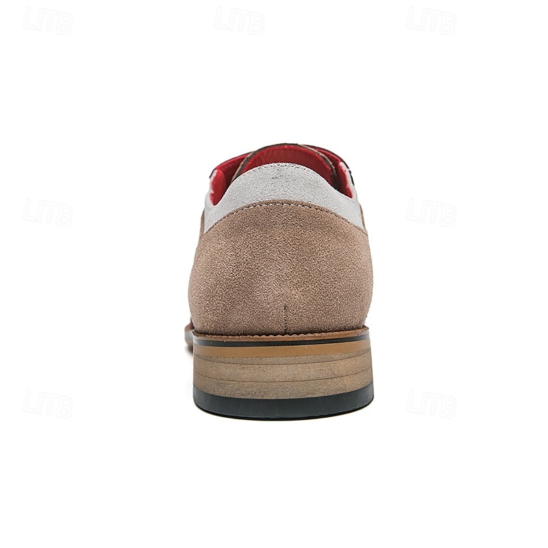 sapatos oxford masculinos estilo vintage com cadarço – design em lona bicolor e couro sintético para uso formal e casual de 2025 por $54.99 –P5