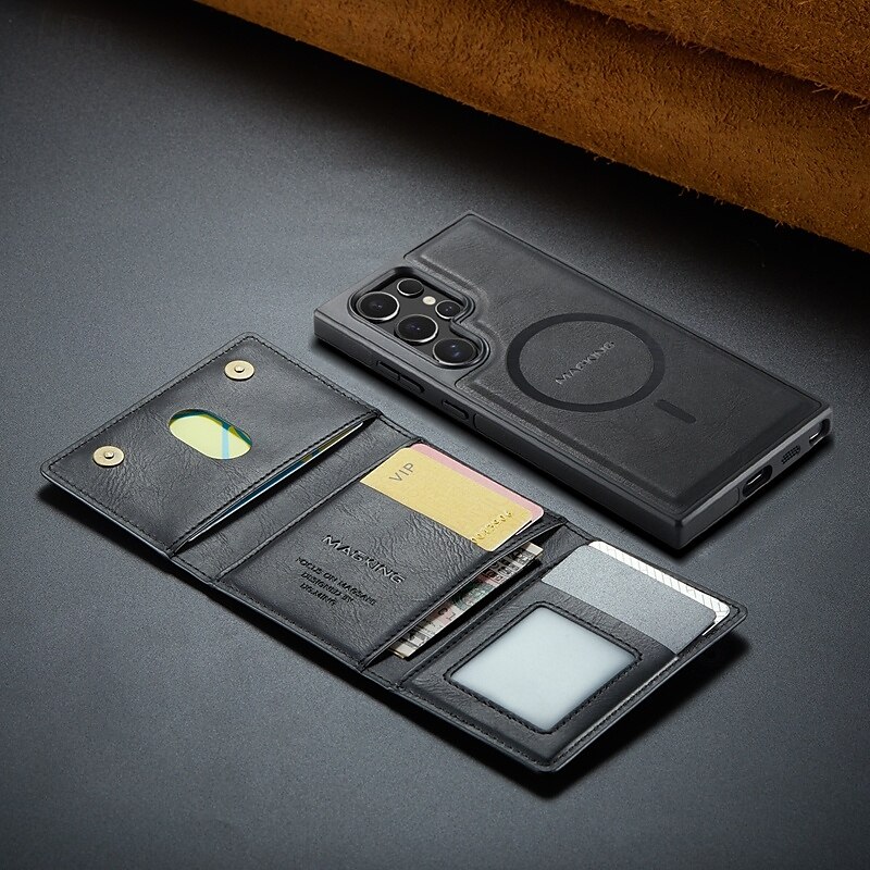 puhelin Etui Käyttötarkoitus S24 Ultra S24 Plus S24 S23 Ultra S25 Ultra Takakuori Tuella Magneetti Tukee langatonta latausta Retro TPU PU-nahka 2025 - $26.99 –P10
