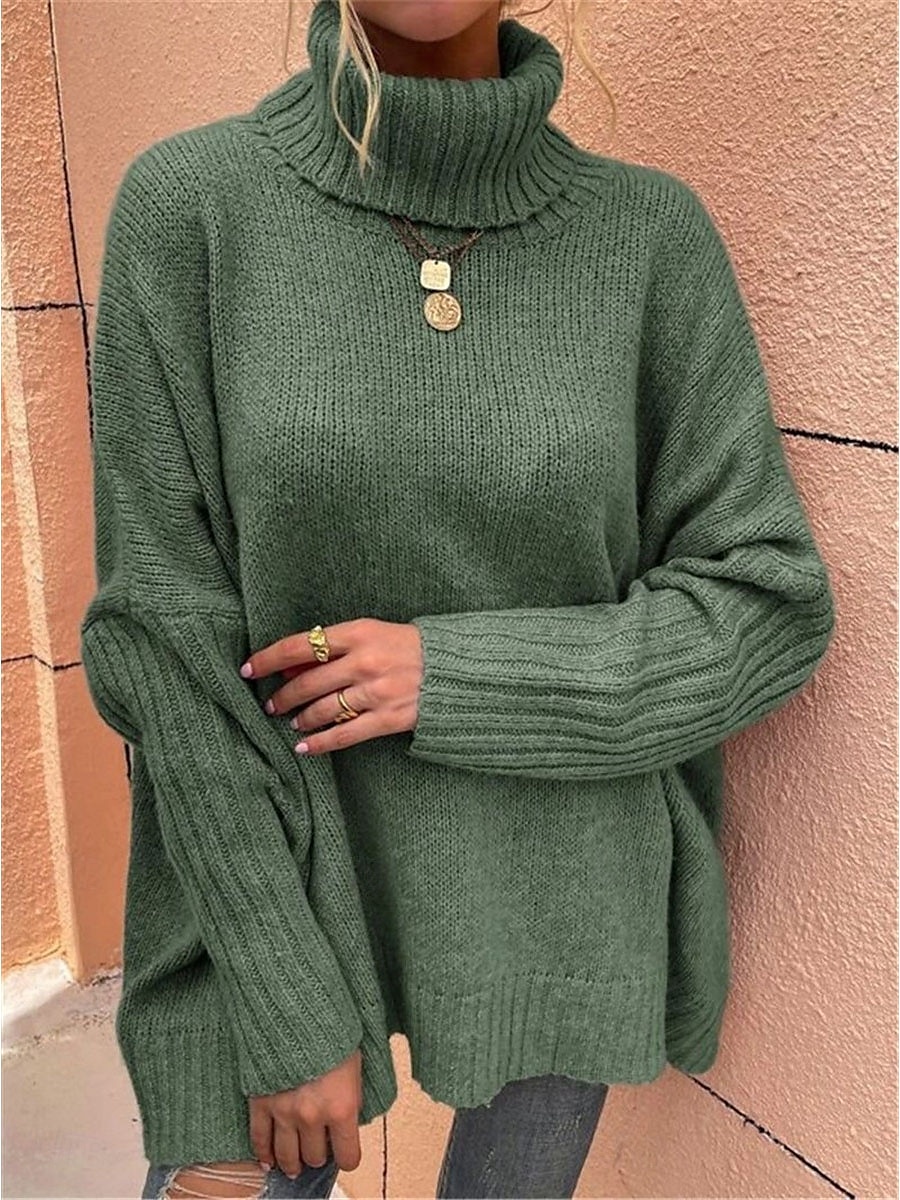 Femme Pull Chandail Décontractées Flexible Couleur monochrome A côtes Col Roulé Tricoté manche longue Hauts réguliers Tricoter Extérieur du quotidien Fin de semaine Vert Kaki Automne Hiver de 2025 ? $45.99 –P6
