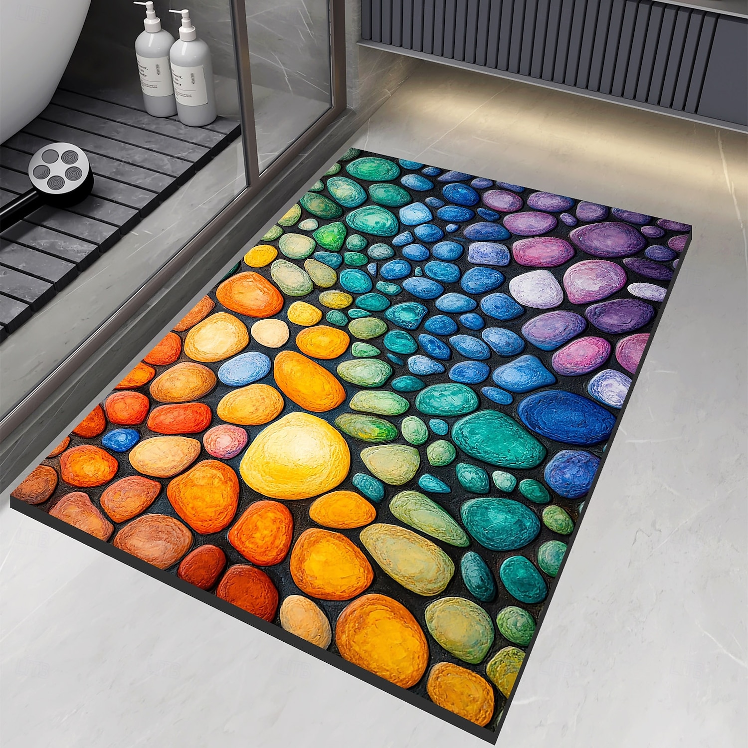 Pebble Bathroom Rug, Polyester Rectangle Door Mat, Super Absorbent, Non-Slip, Easy-to-Clean, Stain-Resistant Bath Mat 2025 - $8.99 –P9
