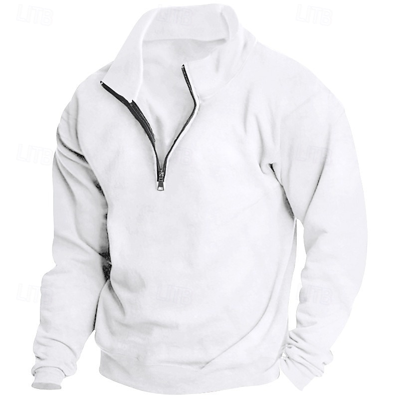 Men's Sweatshirt Polar Fleece Quarter Zip Sweatshirt Black White Wine Red Gray Half Zip Plain Sports & Outdoor Daily Holiday Streetwear Basic Casual Fall & Winter Clothing Apparel Hoodies Sweatshirts  2025 - $27.99 –P5