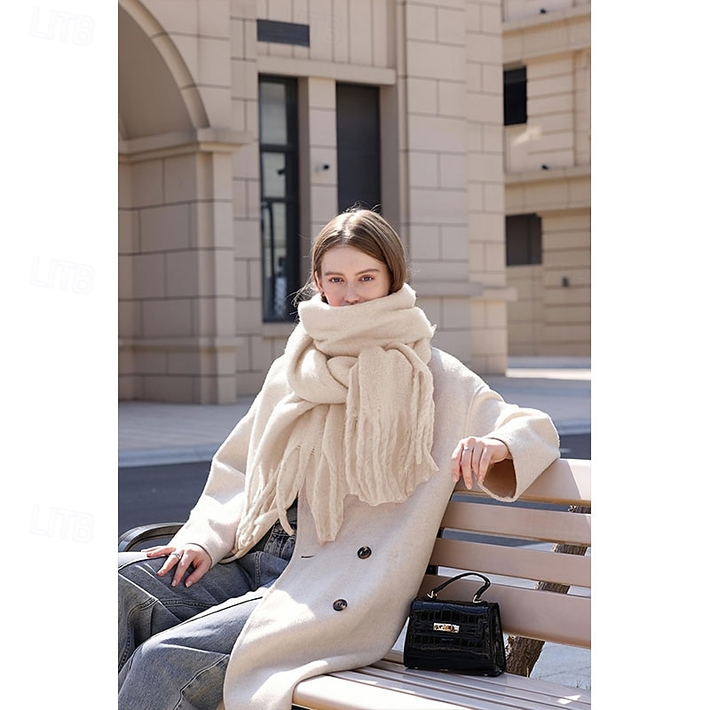 cashmere feel skjerf lange pashmina sjal og omslag for kvinner stort teppe skjerf solid 2025 - $10.99 –P3