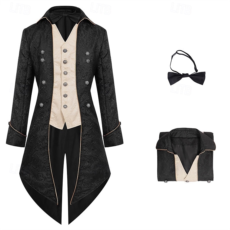Punk & Gothic Medieval Renaissance Coat Jacket Tailcoat Prince Nobleman Men's Royal Steampunk Halloween Masquerade Event / Party Masquerade Adults' Coat 2025 - $51.99 –P16