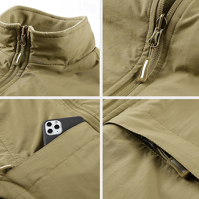 Men's Hiking Vest Hiking Fleece Vest Sleeveless Vest Outdoor Thermal Warm Fleece Lining Comfortable Winter Multiple Pockets Polyester Black Army Green Khaki Hunting Fishing Climbing 2025 - $31.99 –P6
