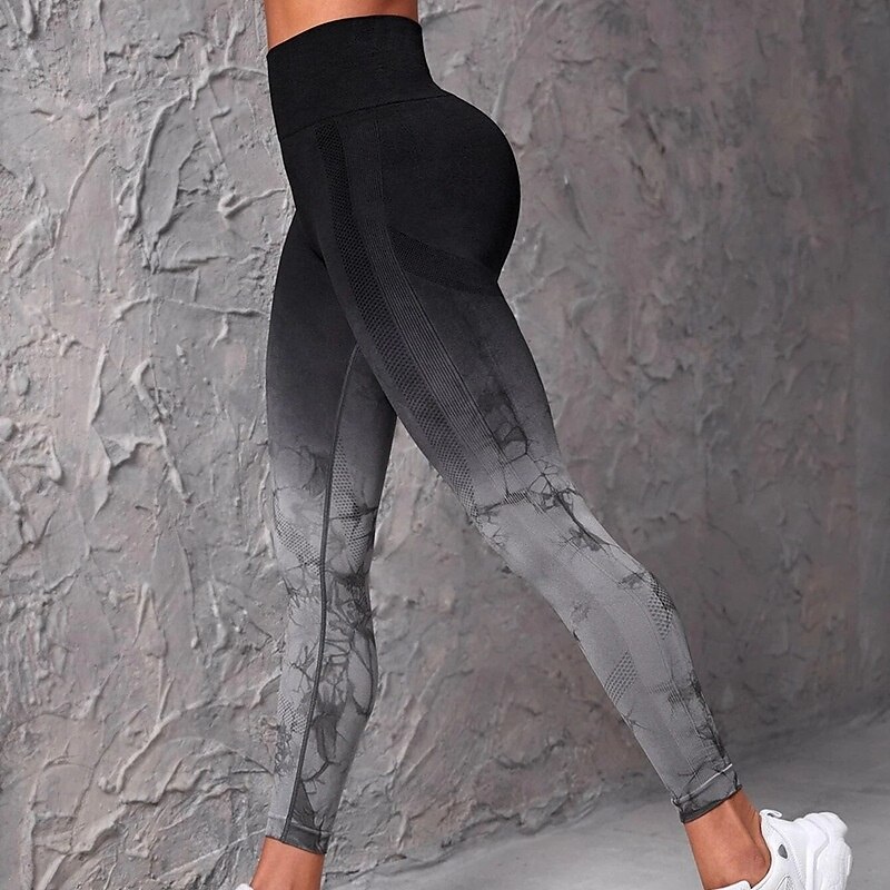 Pantalon de yoga Leggings de yoga Femmes Yoga Entraînement en salle Pilates Collants Taille haute Teinture par nouage Automne Des sports Tenues de Sport Élastique Mince Noir Blanche de 2025 ? $16.49 –P8