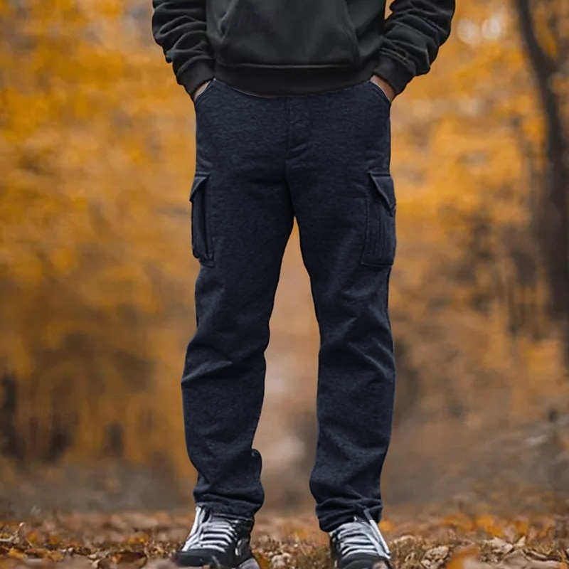 Per uomo Pantaloni in pile Pantaloni della tuta Pareggiatore Pantaloni Pantaloni della tuta cargo A cordoncino Vita elastica Multi tasca Liscio Comfort Traspirante Lunghezza intera Informale del 2026 a $22.99 –P3