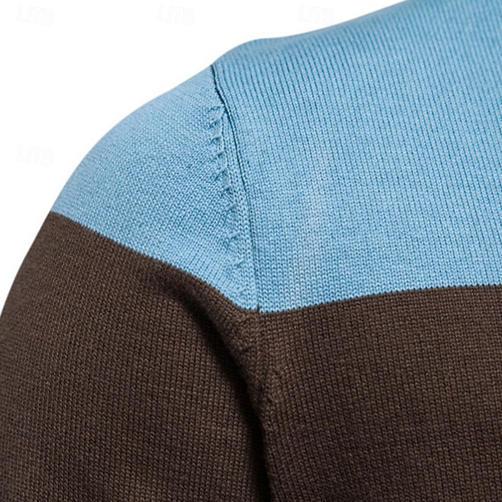 Herr Cardigan Tröja Kofta Ribbad Sticka Vanliga toppar Dragkedja Färgblock Kinakrage Stickat Neutral Utomhus Kläder Vår & Höst Svart Blå S M L 2025 - $37.99 –P7