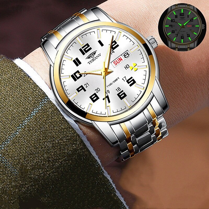 1 pz nuovo acciaio inossidabile con orologio da uomo digitale calendario settimanale display moda tendenza vita viaggio luminescente tempo libero sport affari orologio regalo di compleanno regalo di del 2025 a $22.99 –P4