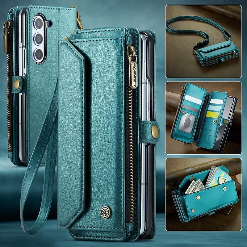 telefone Capinha Para Dobra Z 6 Z Fold 5 Z Fold 4 Z Fold 3 Capa para Cartão Wallet Com Suporte Magnética Zíper Retro TPU PC de 2025 por $31.99 –P14