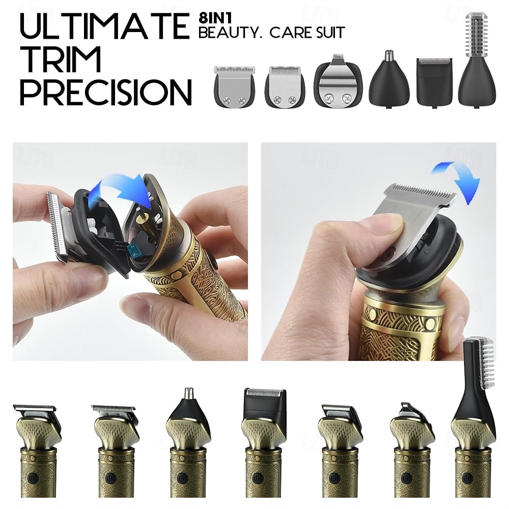 8 in 1 Beard Trimmer for Men Zero Gapped Trimmer Grooming Kit Men Razors for Shaving Face Mustache, Body Nose Hair Trimmer Cordless with Stand 2025 - $62.99 –P5