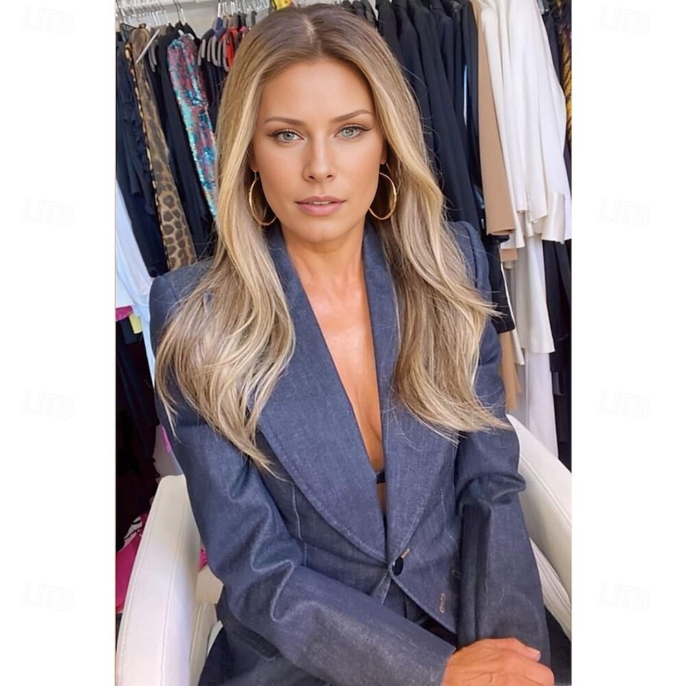 lisa rinna geïnspireerde pruik golvende asymmetrische pruik lang platinablonde synthetisch haar dames modieus design zacht natuurlijk blond 2025 - $18.99 –P1