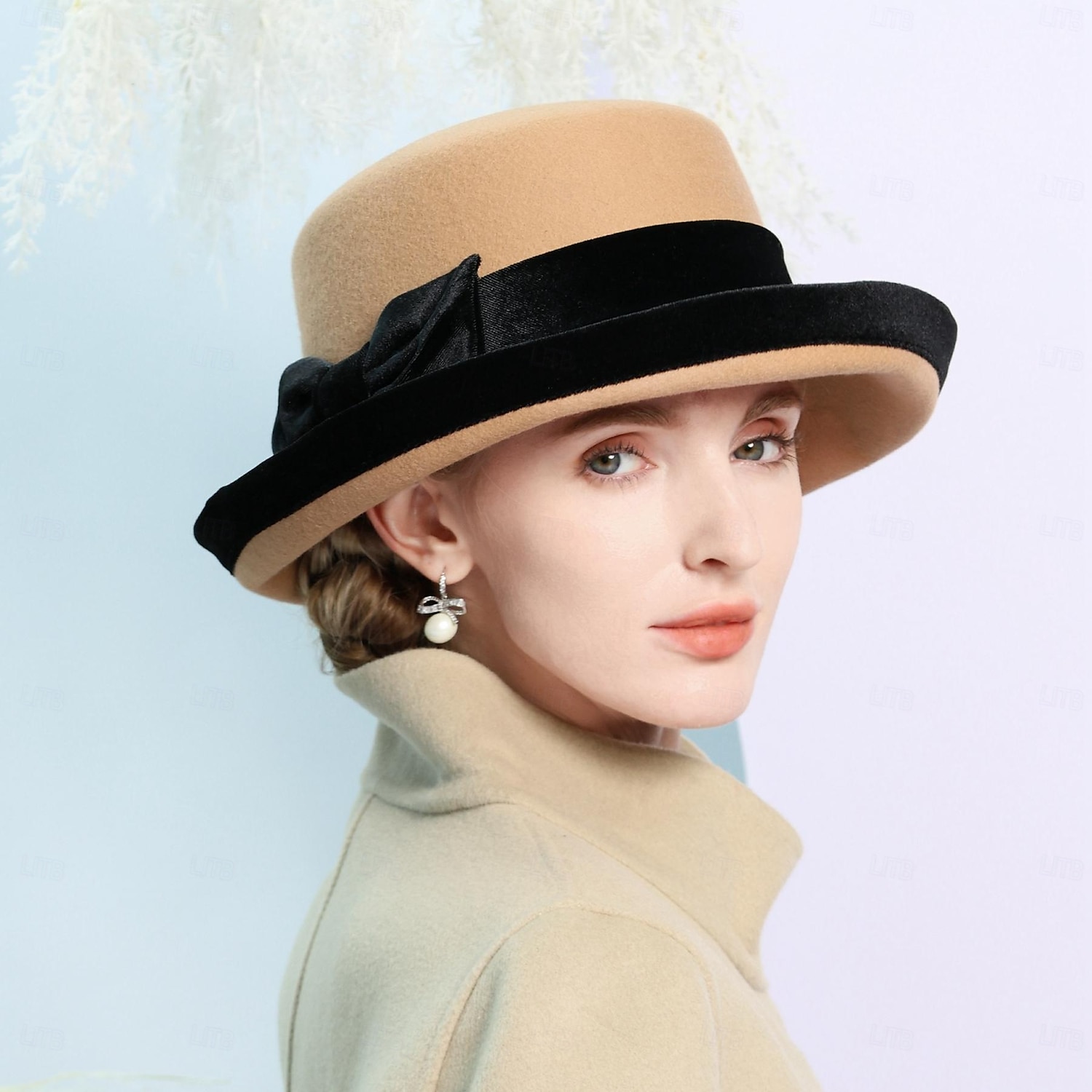 Palarie 100% Lână Pălărie Vară Pălărie Nuntă Petrecere ceai Elegant Nuntă Cu Funde Despicare Diadema Articole Pentru Cap 2025 - $44.99 –P6