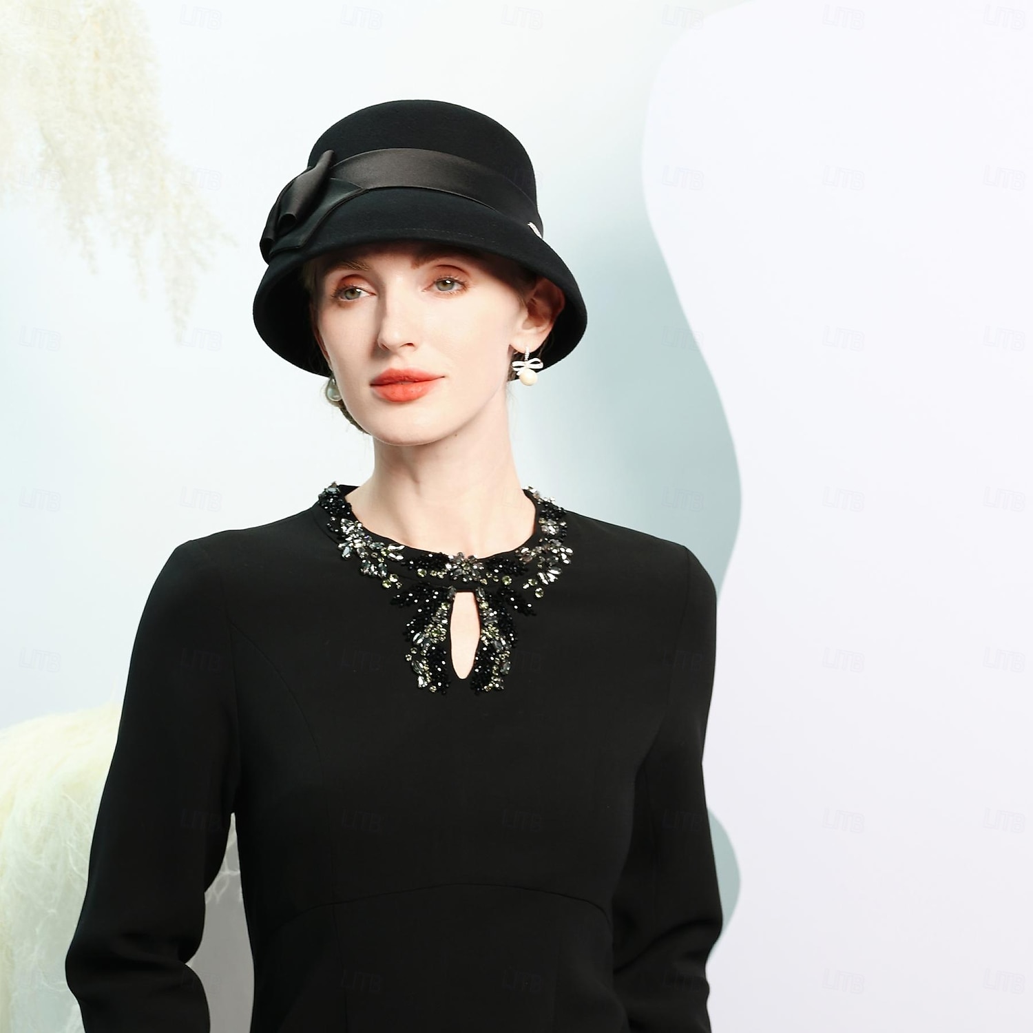 Czapki 100% wełna Melonik Kapelusz Fedora Ślub Herbaciane przyjęcie Elegancja Ślub Z Kokarda Czysty Kolor Winieta Nakrycia Głowy 2026 - $46.99 –P14