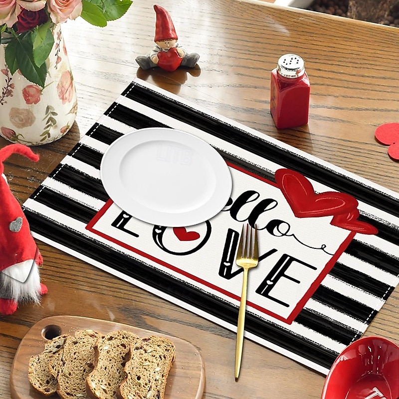 Valentine's Day Placemats Set of 4 Romantic and Decorative Table Mats Featuring Heart or Rose Patterns Durable and Heat-Resistant Perfect for Adding a Touch of Love to Your Dining Table Decor 2025 - $14.49 –P5